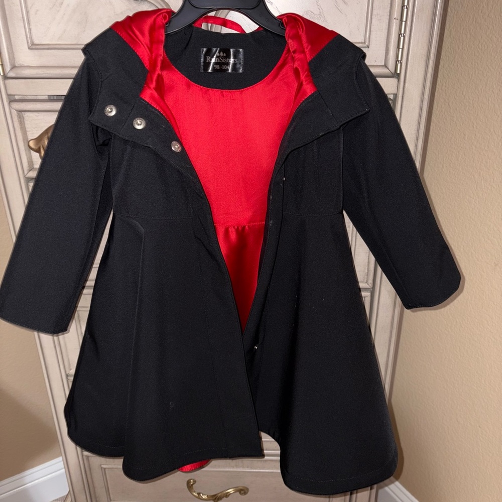 Toddler Black and Red Rain Coat - Picture 2 of 4